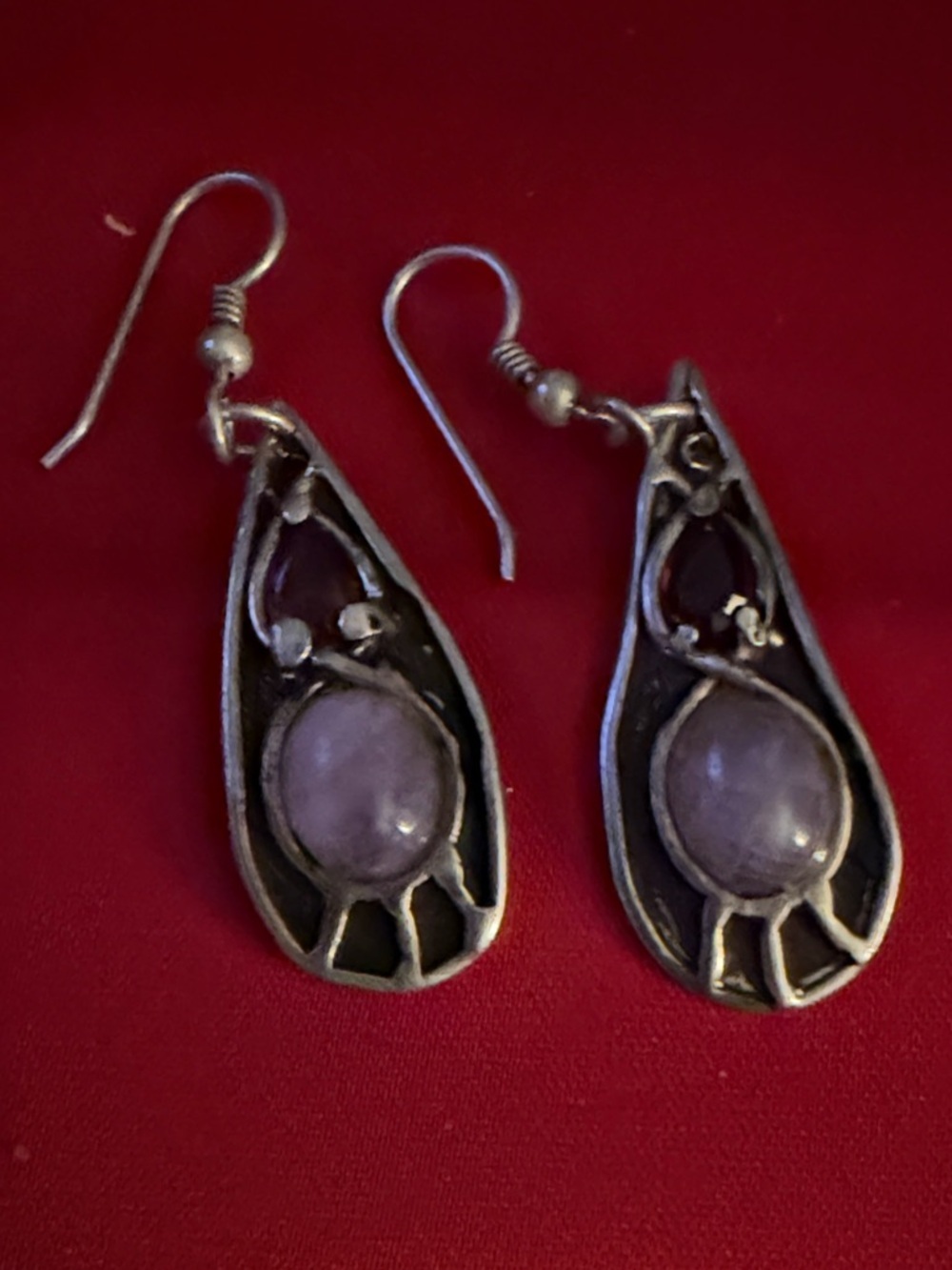 Elegant Silver and Purple Drop Earrings